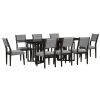 Farmhouse 9-Piece 83.9inch Extendable Dining Table Set with 2 12-inch Removable Leaves and 8 Upholstered Dining Chairs