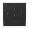 Mitu Six Doors Armoire, Seven Interior Shelves, One Drawer, Rod Black / White