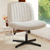 Cross Legged Office Living Room Rocking Gaming Chair Armless Wide Desk Adjustable Swivel Fabric Task Vanity Home Office