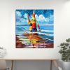 Abstract oil painting Boats Oil Canvas Painting Sea Landscape 100% handmade Wall Art Picture for Living Room Home Decor