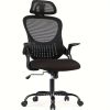 Mesh Ergonomic Office Computer Desk Chair Flip-up Arms Adjustable Headrests Comfortable Lumbar Support For Home Office