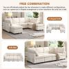 103" Sectional Sofa Couch Sofa Bed U-shaped Sofa with Two Movable Ottoman and Three USB Ports for Living Room