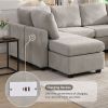 103" Sectional Sofa Couch Sofa Bed U-shaped Sofa with Two Movable Ottoman and Three USB Ports for Living Room