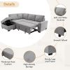 Sleeper Sectional Sofa, L-Shape Corner Couch Sofa-Bed with Storage Ottoman & Hidden Arm Storage & USB Charge for Living Room Apartment